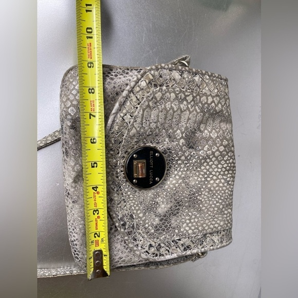 Elliott Lucca Gray Leather Rojo Multi Snakeskin Flap Crossbody Purse - Picture 8 of 8